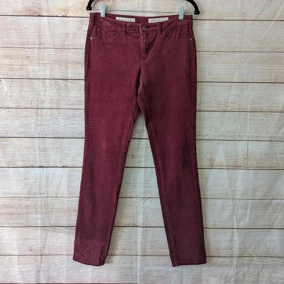 Pilcro & The Letterpress Serif Size 27 Slim St Leg Corduroy Maroon Pants Jeans - Picture 11 of 11